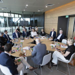Senior leaders from Griffith University, Thermo Fisher Scientific and the Gold Coast Health and Knowledge Precinct in a roundtable discussion during the MoU event.