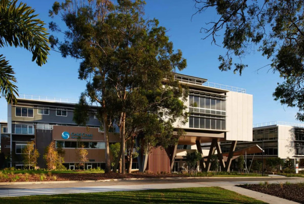 Exterior of Gold Coast Private Hospital within the Gold Coast Health and Knowledge Precinct
