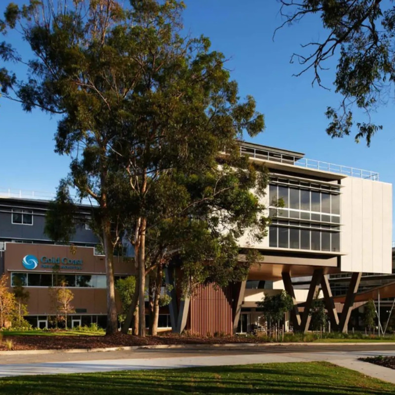 Exterior of Gold Coast Private Hospital within the Gold Coast Health and Knowledge Precinct