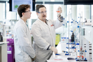 Griffith University chemistry students learning in a modern teaching laboratory.