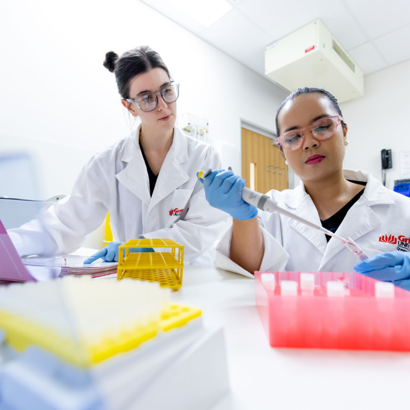 Clinical trial researchers in a Griffith University laboratory