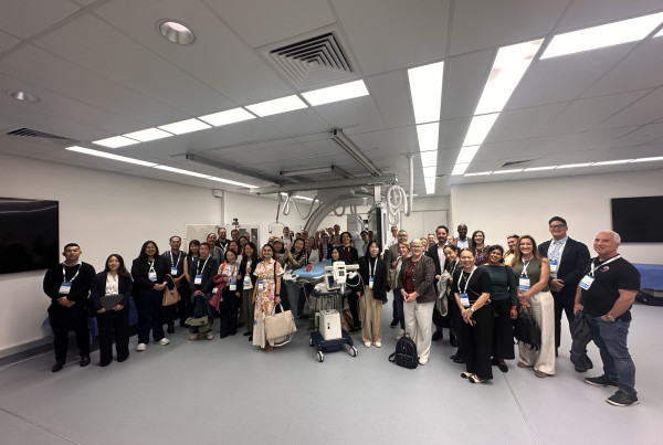 AusBiotech 2026 delegates exploring advanced surgical imaging and robotics training facilities at the NeuTex Group centre in the Gold Coast Health and Knowledge Precinct.